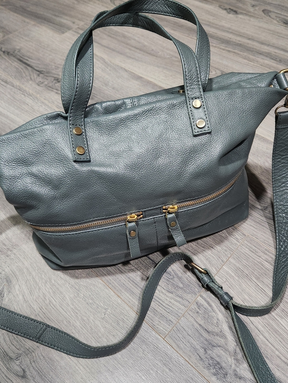 Aspen EUC Dark Aqua Green Pebbled Supple Leather Satchel Bag